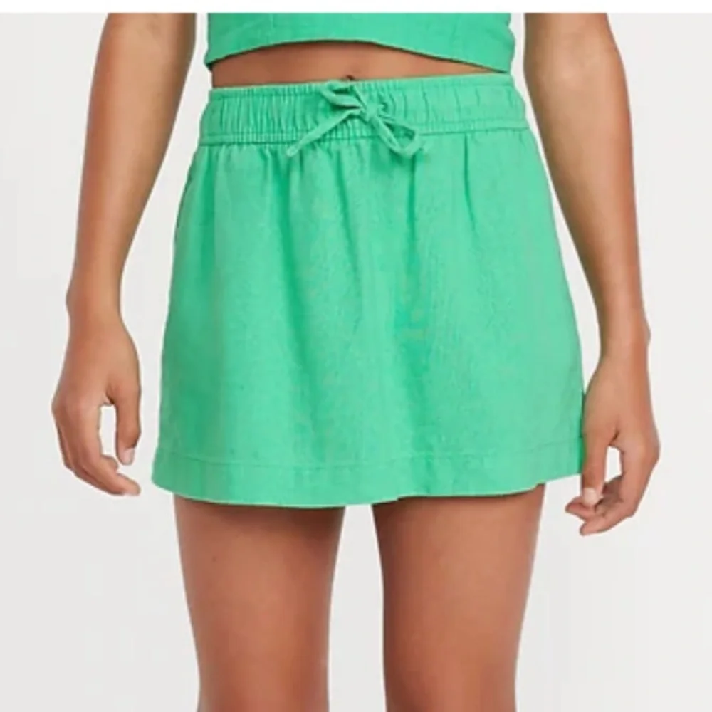 Old Navy Girls Green Linen Blend 2 Piece Top Skirt Set L 10/12 NWT